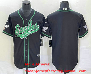 Men's Philadelphia Eagles Blank Black Cool Base Stitched Baseball Jersey 01