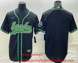 Men's Philadelphia Eagles Blank Black Stitched MLB Cool Base Nike Baseball Jersey