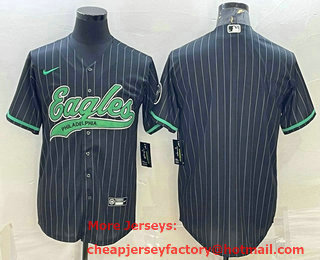 Men's Philadelphia Eagles Blank Black With Patch Cool Base Stitched Baseball Jersey