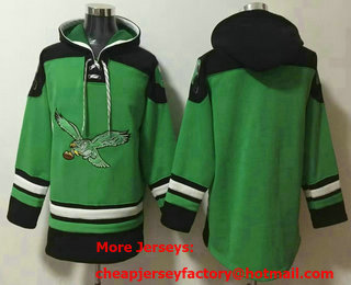 Men's Philadelphia Eagles Blank Green Ageless Must Have Lace Up Pullover Hoodie