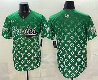 Men's Philadelphia Eagles Blank Green With Patch Limited Stitched Baseball Jersey