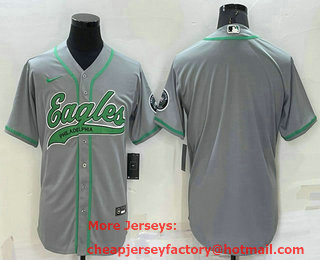 Men's Philadelphia Eagles Blank Grey Stitched MLB Cool Base Nike Baseball Jersey