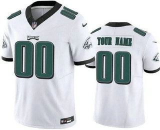 Men's Philadelphia Eagles Customized Limited White FUSE Vapor Jersey