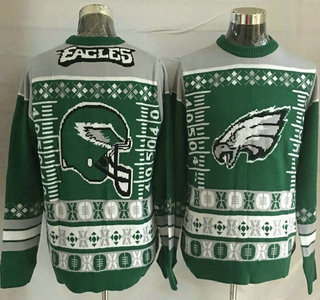 Men's Philadelphia Eagles Green With Grey NFL Sweater
