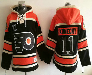 Men's Philadelphia Flyers #11 Travis Konecny Black 2017 Stadium Series Stitched NHL Old Time Hockey Hoodie