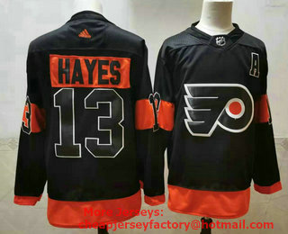Men's Philadelphia Flyers #13 Kevin Hayes Black Adidas 2020-21 Stitched NHL Jersey