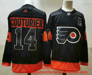 Men's Philadelphia Flyers #14 Sean Couturier Black Adidas 2020-21 Stitched NHL Jersey