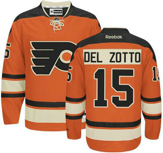 Men's Philadelphia Flyers #15 Michael Del Zotto Orange Alternate Jersey