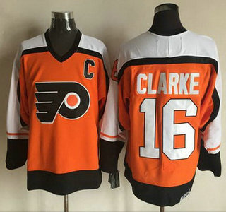 Men's Philadelphia Flyers #16 Bobby Clarke 1997-98 Orange CCM Vintage Throwback Jersey