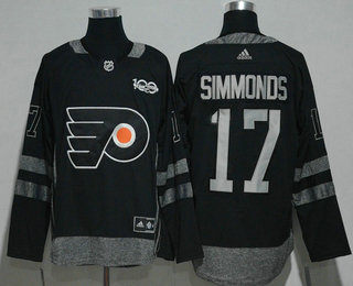 Men's Philadelphia Flyers #17 Wayne Simmonds Black 100th Anniversary Stitched NHL 2017 Hockey Jersey