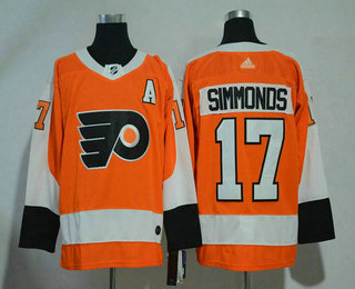 Men's Philadelphia Flyers #17 Wayne Simmonds Orange With A Patch Home 2017-2018 Hockey Stitched NHL Jersey
