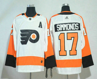 Men's Philadelphia Flyers #17 Wayne Simmonds White With A Patch 2017-2018 Hockey Stitched NHL Jersey