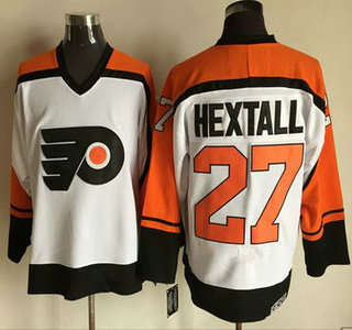 Men's Philadelphia Flyers #27 Ron Hextall 1997-98 White CCM Vintage Throwback Jersey