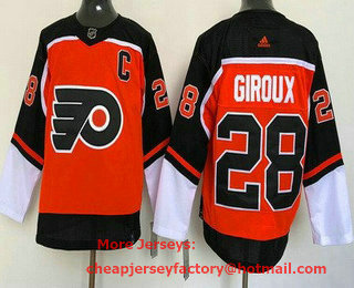 Men's Philadelphia Flyers #28 Claude Giroux Orange 2021 Reverse Retro Authentic Jersey
