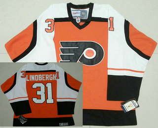 Men's Philadelphia Flyers #31 Pelle Lindbergh Orange CCM Vintage Throwback Jersey