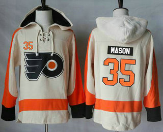 Men's Philadelphia Flyers #35 Steve Mason Cream Sawyer Hooded Sweatshirt Stitched NHL Jersey