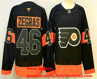 Men's Philadelphia Flyers #46 Trevor Zegras Black Authentic Jersey