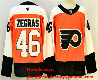 Men's Philadelphia Flyers #46 Trevor Zegras Orange Authentic Jersey