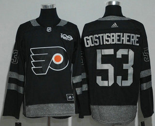 Men's Philadelphia Flyers #53 Shayne Gostisbehere Black 100th Anniversary Stitched NHL 2017 Hockey Jersey