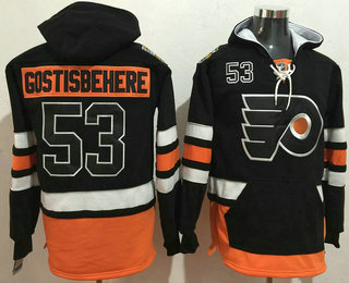 Men's Philadelphia Flyers #53 Shayne Gostisbehere Black New 2017 Stadium Series Stitched NHL Old Time Hockey Hoodie