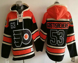 Men's Philadelphia Flyers #53 Shayne Gostisbehere Black 2017 Stadium Series Stitched NHL Old Time Hockey Hoodie