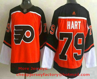 Men's Philadelphia Flyers #79 Carter Hart Orange 2021 Reverse Retro Authentic Jersey
