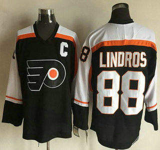 Men's Philadelphia Flyers #88 Eric Lindros 1997-98 Black CCM Vintage Throwback Jersey