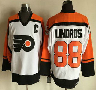 Men's Philadelphia Flyers #88 Eric Lindros 1997-98 White CCM Vintage Throwback Jersey
