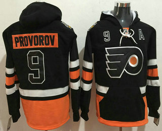 Men's Philadelphia Flyers #9 Ivan Provorov Black New 2017 Stadium Series Stitched NHL Old Time Hockey Hoodie