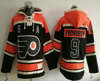 Men's Philadelphia Flyers #9 Ivan Provorov Black 2017 Stadium Series Stitched NHL Old Time Hockey Hoodie