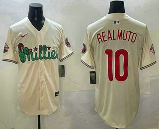 Men's Philadelphia Phillies #10 JT Realmuto Cream Fashion Cool Base Jersey