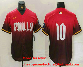 Men's Philadelphia Phillies #10 JT Realmuto Red 2024 City Connect Limited Stitched Jersey