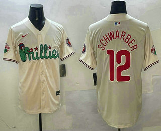 Men's Philadelphia Phillies #12 Kyle Schwarber Cream Fashion Cool Base Jersey