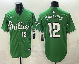 Men's Philadelphia Phillies #12 Kyle Schwarber Green Limited Stitched Jersey
