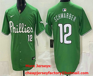 Men's Philadelphia Phillies #12 Kyle Schwarber Green Limited Stitched Jersey
