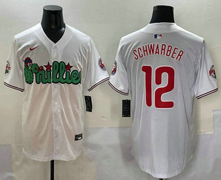 Men's Philadelphia Phillies #12 Kyle Schwarber White Fashion Cool Base Jersey
