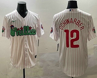 Men's Philadelphia Phillies #12 Kyle Schwarber White Fashion Cool Base Jersey