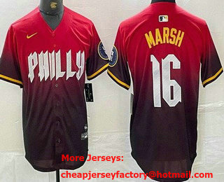 Men's Philadelphia Phillies #16 Brandon Marsh Red 2024 City Cool Base Jersey