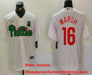 Men's Philadelphia Phillies #16 Brandon Marsh White Fashion Cool Base Jersey