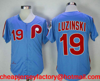 Men's Philadelphia Phillies #19 Greg Luzinski Light Blue 1980 Throwback Stitched MLB Cooperstown Collection Jersey By Mitchell & Ness