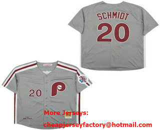 Men's Philadelphia Phillies #20 Mike Schmidt Gray 1989 Throwback Jersey