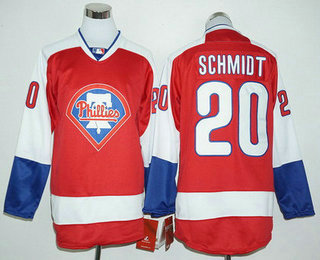 Men's Philadelphia Phillies #20 Mike Schmidt Retired Red Long Sleeve Baseball Jersey