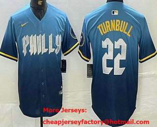 Men's Philadelphia Phillies #22 Spencer Turnbull Blue 2024 City Cool Base Jersey