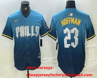 Men's Philadelphia Phillies #23 Jeff Hoffman Blue 2024 City Connect Limited Stitched Jersey
