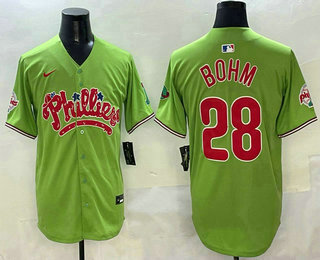Men's Philadelphia Phillies #28 Alec Bohm Green Fashion Cool Base Jersey 02