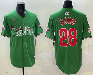 Men's Philadelphia Phillies #28 Alec Bohm Green Fashion Cool Base Jersey