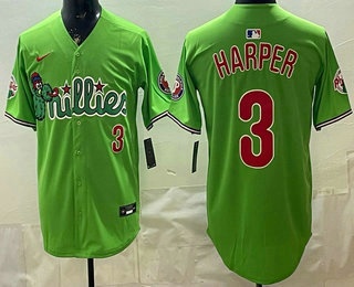 Men's Philadelphia Phillies #3 Bryce Harper Light Green Fashion Limited Jersey