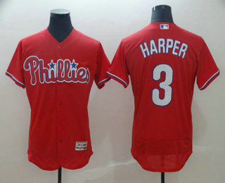 Men's Philadelphia Phillies #3 Bryce Harper Red Flexbase Stitched MLB Jersey