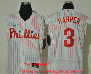 Men's Philadelphia Phillies #3 Bryce Harper White 2020 Cool and Refreshing Sleeveless Fan Stitched Flex Nike Jersey