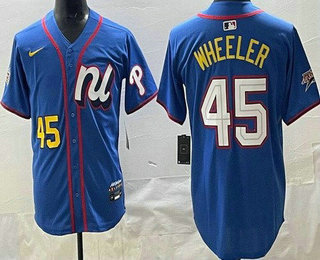 Men's Philadelphia Phillies #45 Zack Wheeler Blue 2025 All Star Limited Jersey